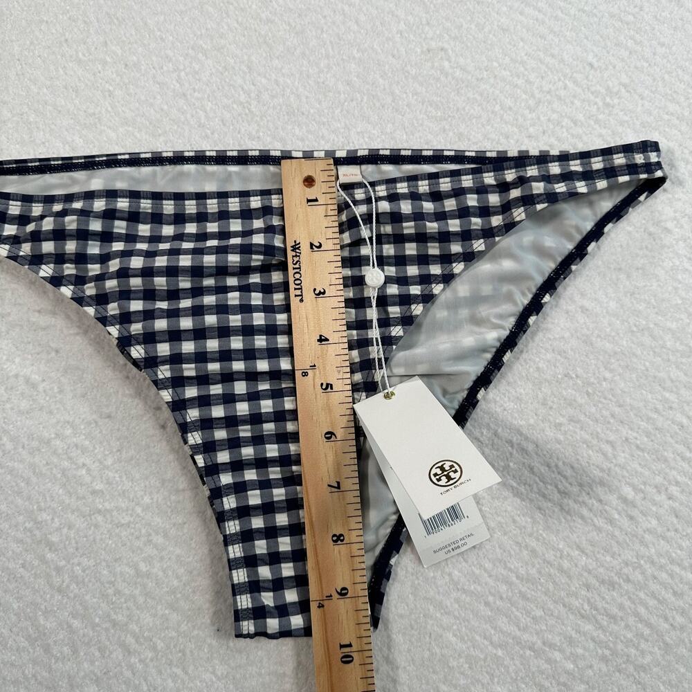 Tory Burch Gingham Hipster Bikini Bottom 48960 Women's X-Large Swim Navy/White - Picture 5 of 9